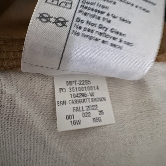 Carhartt NWT Womens pants brown rugged Flex Relaxed BN4296 Double Front Sz 16 R - Picture 11 of 12